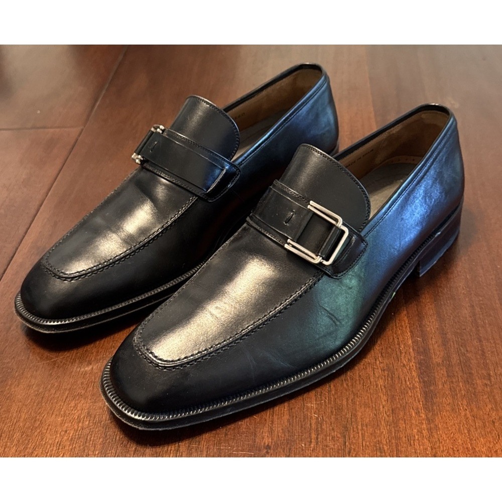 E.T. Wright Black Leather Monk Strap Dress Shoes Mens 9.5 D Made in Spain